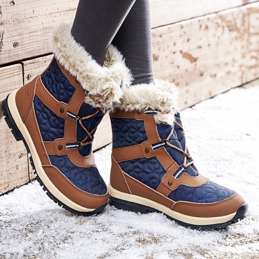 BearPaw Marina Waterproof Quilted Faux Fur Snow Boot in Hickory II, Size 6. NIB - Picture 1 of 14